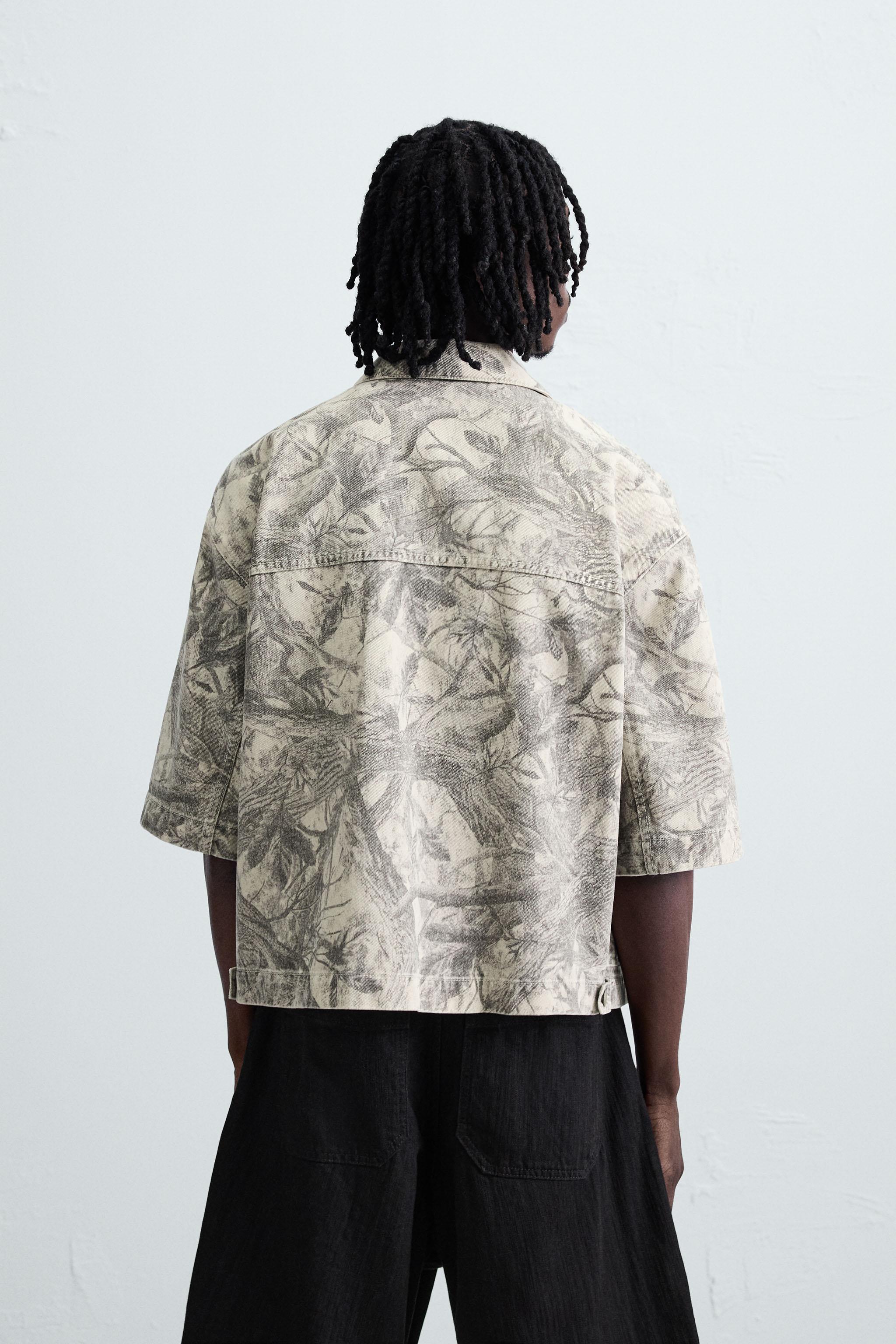 WASHED ABSTRACT PRINT OVERSHIRT